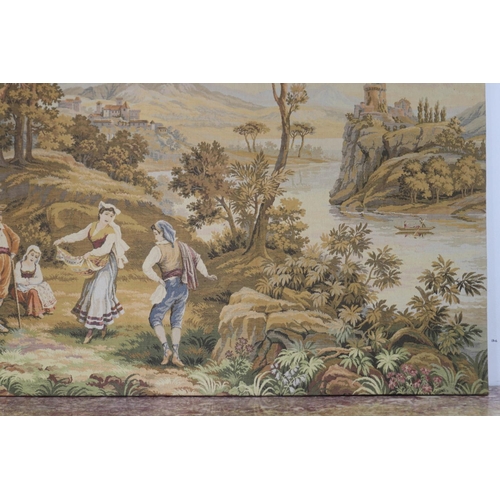 1227 - Vintage French tapestry, landscape with river scene, approx 140cm x 191cm