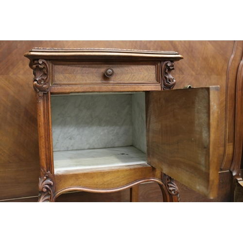 1271 - Antique French Louis XV style marble topped nightstand, approx 83cm H x 39cm sq