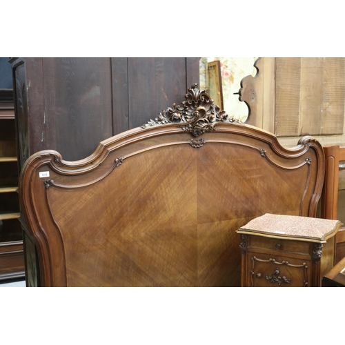 1272 - Antique French Louis XV style bed, approx 146cm H x 205cm W x 158cm D