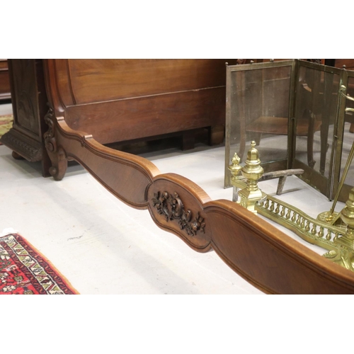 1272 - Antique French Louis XV style bed, approx 146cm H x 205cm W x 158cm D