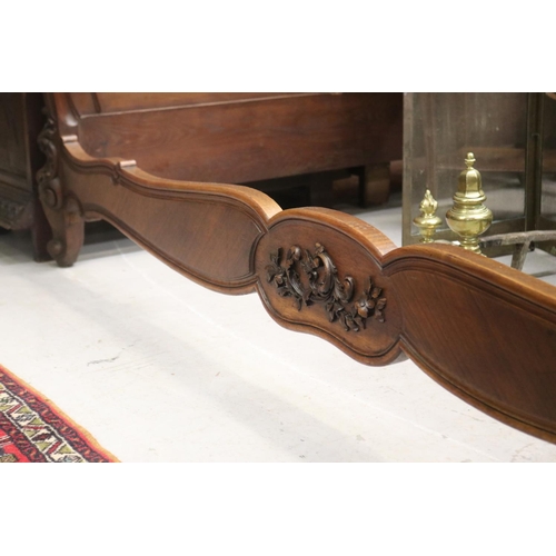 1272 - Antique French Louis XV style bed, approx 146cm H x 205cm W x 158cm D