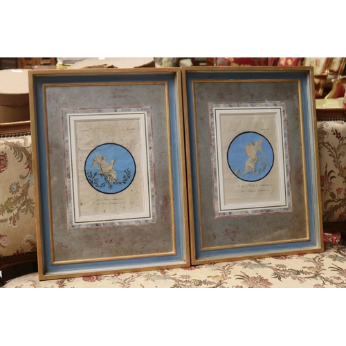 1279 - Two French antique hand coloured prints, hand made frames, approx 66cm x 49cm (including frame) and ... 