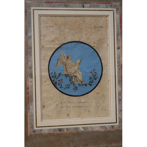 1279 - Two French antique hand coloured prints, hand made frames, approx 66cm x 49cm (including frame) and ... 