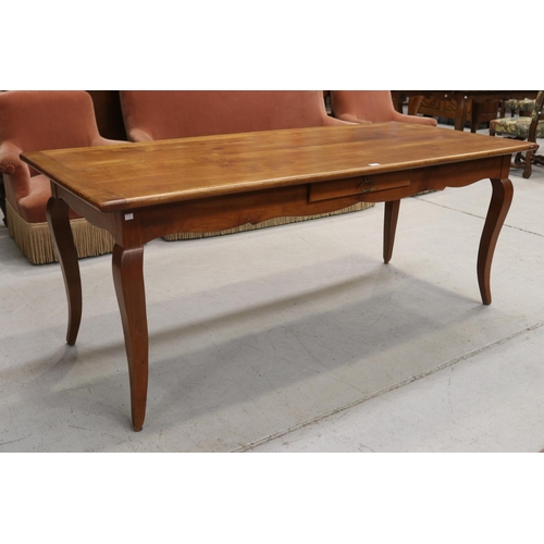 1280 - French Provincial cherrywood farmhouse table, approx 75cm H x 190cm W x 79cm D