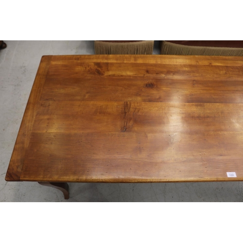 1280 - French Provincial cherrywood farmhouse table, approx 75cm H x 190cm W x 79cm D