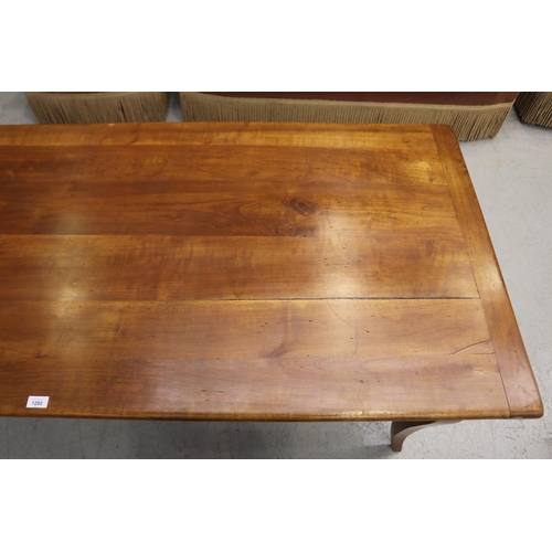 1280 - French Provincial cherrywood farmhouse table, approx 75cm H x 190cm W x 79cm D