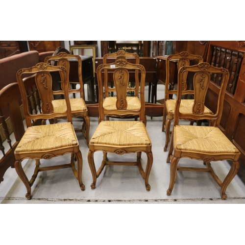 1332 - Set of six French Louis XV style dining chairs, each approx 97cm H x 50cm W x 53cm D (6)