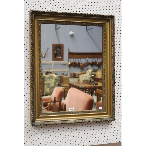 1378 - Vintage rectangular wall mirror, with gold painted frame, approx 81cm H x 65cm W