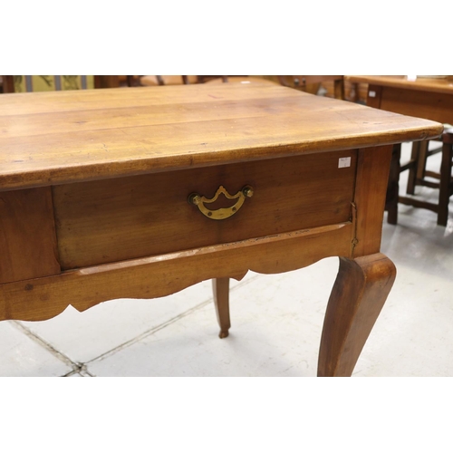 1389 - Antique French Louis XV style fruitwood desk, with two drawers & faux drawers to front side, approx ... 