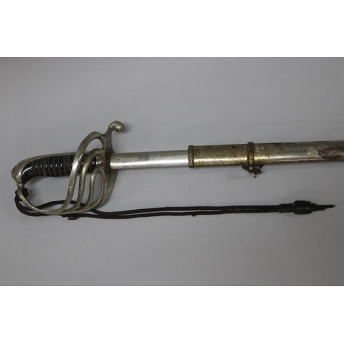 1201 - French Klingenthal sword, marked, approx 103cm L (closed)