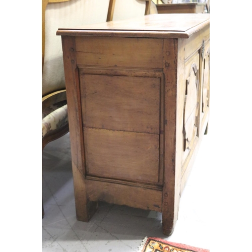 1287 - Antique French fruitwood lift top trunk with carved panel fronts, approx 77cm H x 133cm W x 44cm D