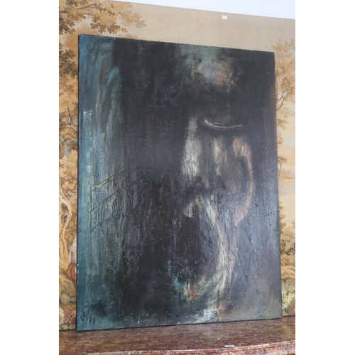 1402 - Contemporary oil on canvas, screaming man, signed lower left Lexden? 88, approx 122cm x 92cm