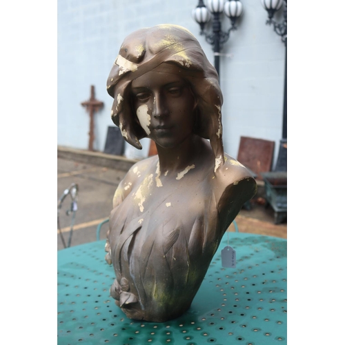 430 - Gold painted female bust, approx 53cm H x 35cm W x 22cm D