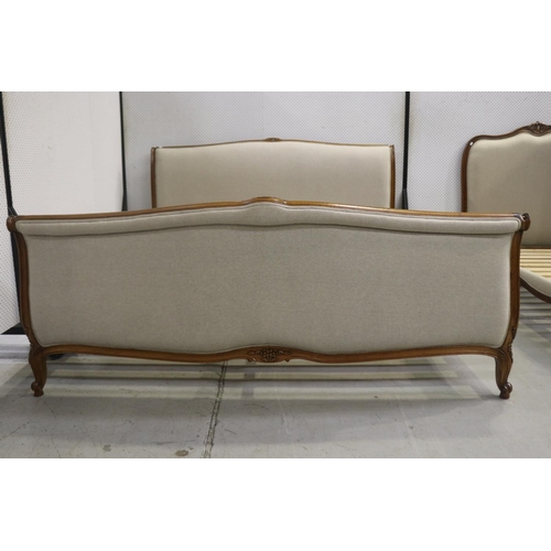 1416 - French Louis XV style king size sleigh bed with slats & upholstered ends, approx 196cm H x 246cm L x... 