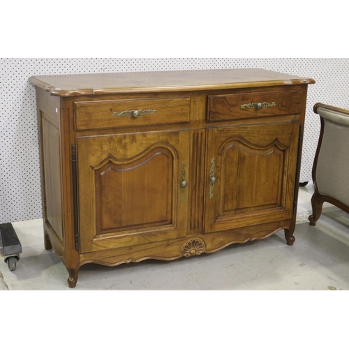 1418 - French Louis XV style two door and two drawer sideboard / buffet, approx 92cm H x 136cm W x 53cm D