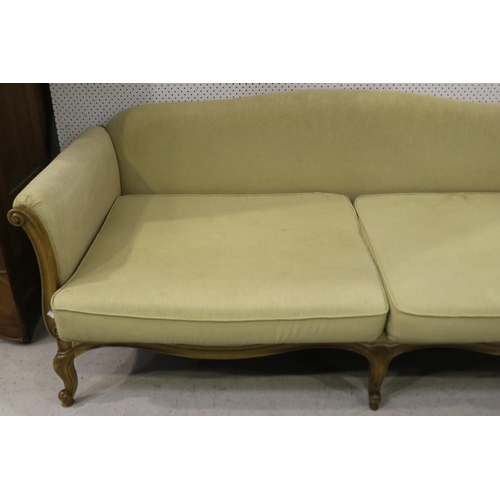 1419 - Vintage French Louis XV style sofa lounge, approx 84cm H x 204cm W x 88cm D