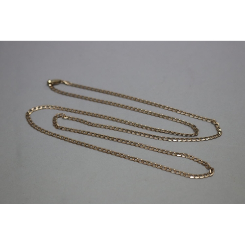 1120 - Italian long flat link gold chain, marked 375, approx 7 grams & 71cm L