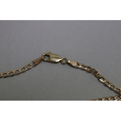 1120 - Italian long flat link gold chain, marked 375, approx 7 grams & 71cm L