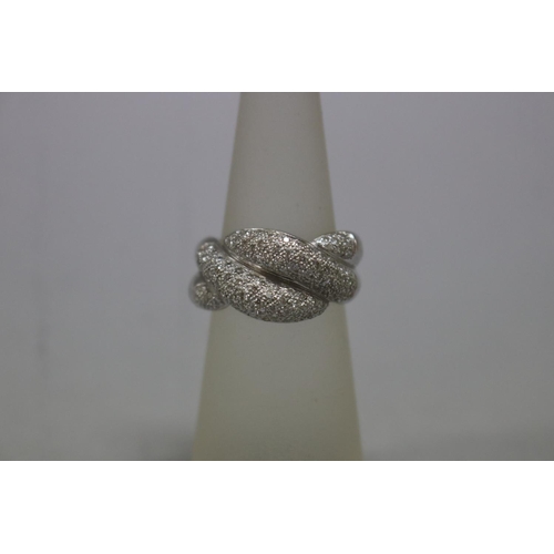 1126 - Pave diamond dress ring set in 18ct white gold, size M