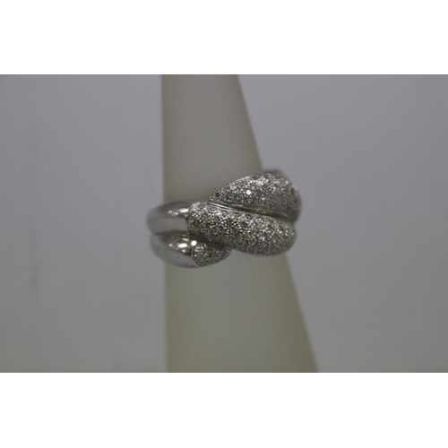 1126 - Pave diamond dress ring set in 18ct white gold, size M