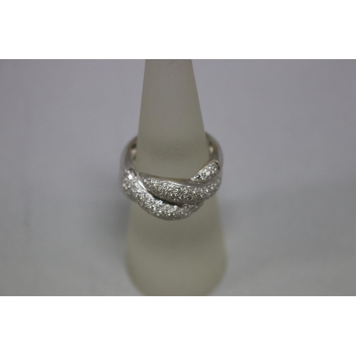 1126 - Pave diamond dress ring set in 18ct white gold, size M