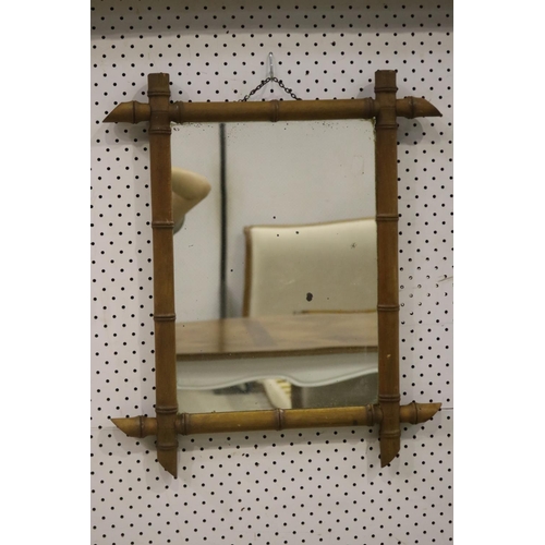 1268 - Antique French faux bamboo mirror, approx 56cm x 47cm