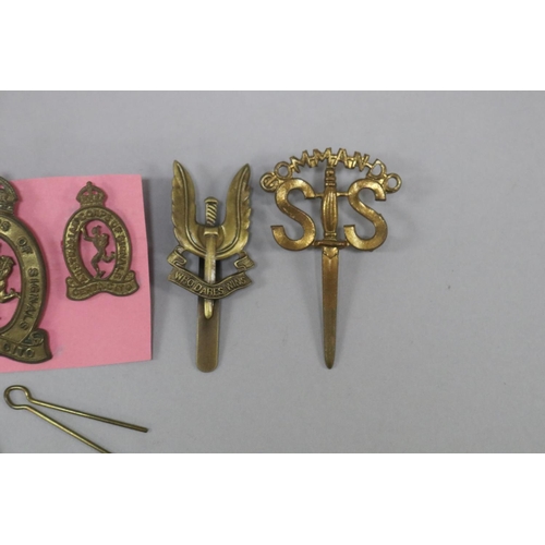 68 - Lot of: i) set of Australian Corps of Signals hat and collar badges. King’s Crown, ii) SAS badge, ii... 