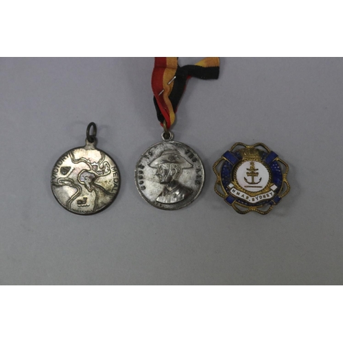 71 - Good lot of: i) HMAS Sydney enamel lapel or sweetheart badge, ii) ANZAC Day 1918 charity medal, iii)... 