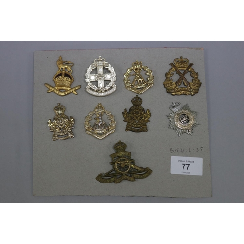77 - Lot of 9 Australian army badges. Good condition