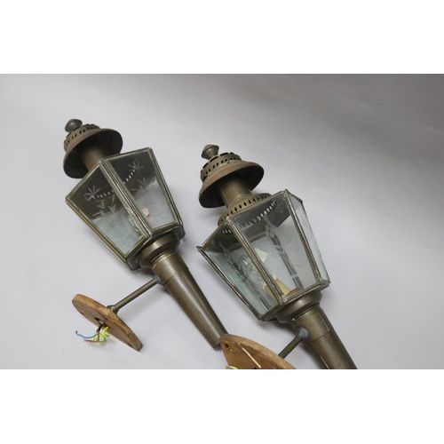 460 - Pair of vintage French brass wall lanterns (AF) (2)