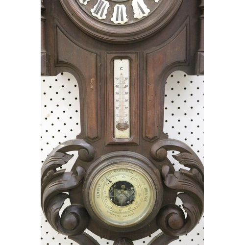 447 - French Henri II wall clock, unknown working order, approx 79cm H x 42cm W x 12cm D