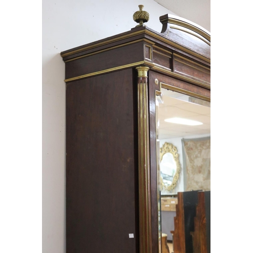 1059 - Fine antique French single door armoire, with brass banded trim, fluted columns to the sides, approx... 