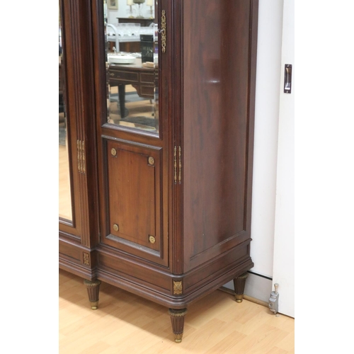 1061 - Impressive antique French Louis XVI revival breakfront three door armoire, with applied fine cast br... 