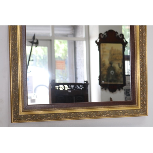 1068 - Small vintage French pier mirror, with needlework panel above a mirror, approx 83cm H x 66cm W