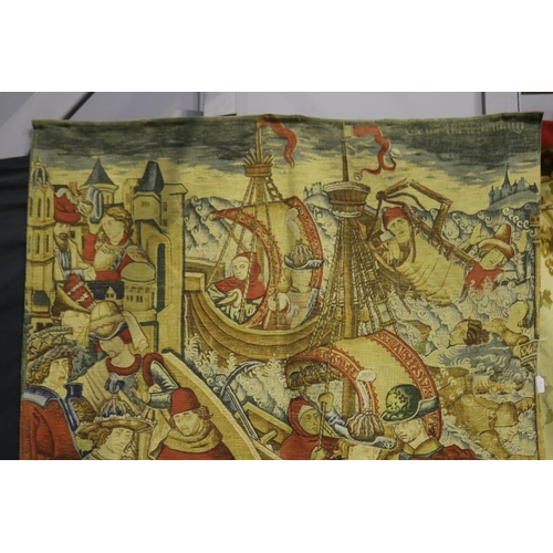 1069 - French 15th Century style painted tapestry, titled the La Messages, after the original in the Musse ... 