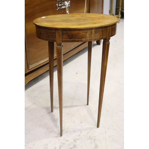 1072 - Antique French Louis XVI style walnut oval occasional table, approx 74cm H x 53cm W x 39cm D
