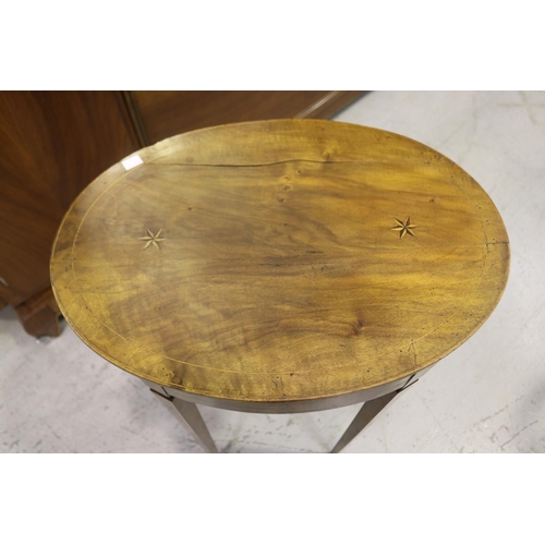 1072 - Antique French Louis XVI style walnut oval occasional table, approx 74cm H x 53cm W x 39cm D
