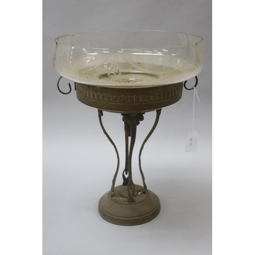 1077 - Vintage French comport, with cut glass bowl, approx 35cm H x 26cm Dia