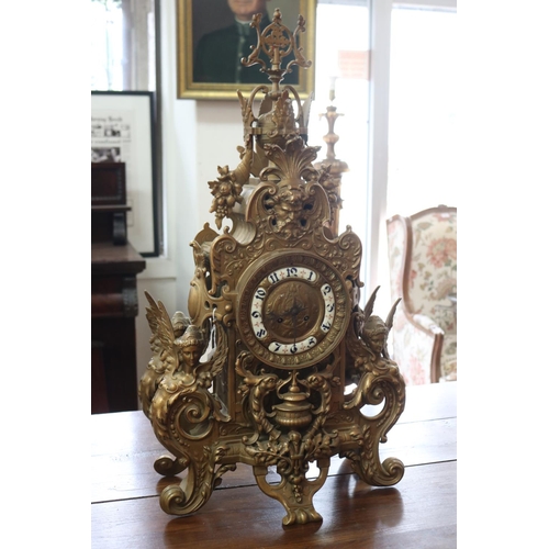 1119 - Impressive large antique French Renaissance revival clock, has key and pendulum (in office C143.278)... 