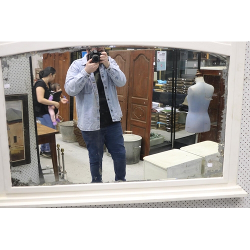1132 - French mantle mirror with white painted frame, applied swags of flowers, approx 111cm H x 131cm W