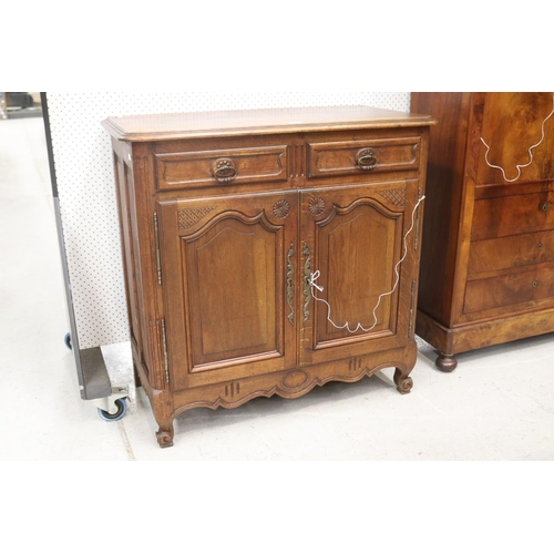 1160 - Small antique early 20th century French Louis XV style two door buffet, approx 100cm H x 102cm W x 5... 