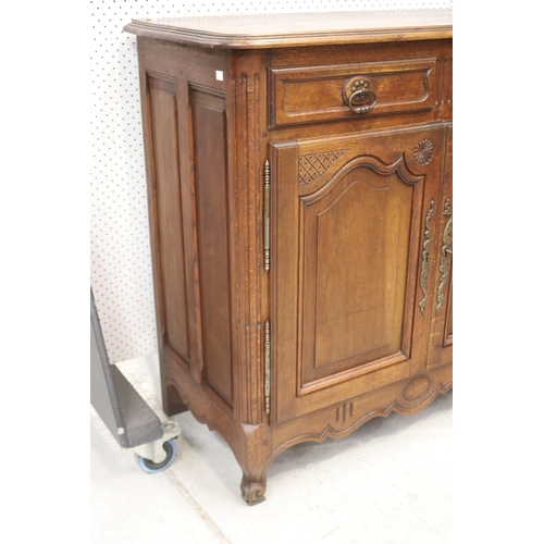 1160 - Small antique early 20th century French Louis XV style two door buffet, approx 100cm H x 102cm W x 5... 