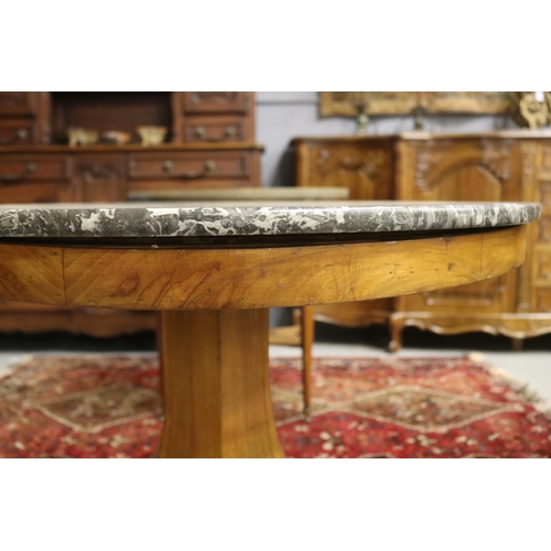 1088 - Antique French Louis Philippe marble topped sectional support table, tri form base, approx 70cm H x ... 