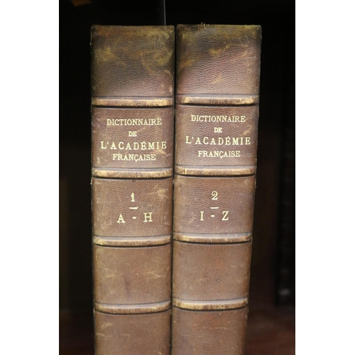 1092 - Books - Antique French dictionaries, embossed leather spines, dated 1884, approx 31cm H x 6cm W x 23... 