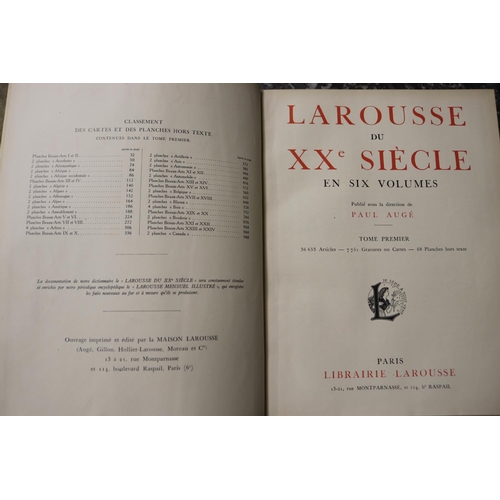 1093 - Six antique French books - Larousse Du Siecle Paul Auge Paris, approx 33cm H x 7cm W x 26cm D  (6)