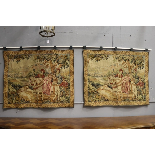 1117 - Pair of The Royal Hunt Tapestries by Marc Waymel, label verso, each approx 92cm x 115cm (2)
