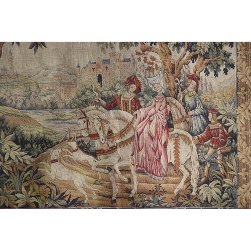 1117 - Pair of The Royal Hunt Tapestries by Marc Waymel, label verso, each approx 92cm x 115cm (2)