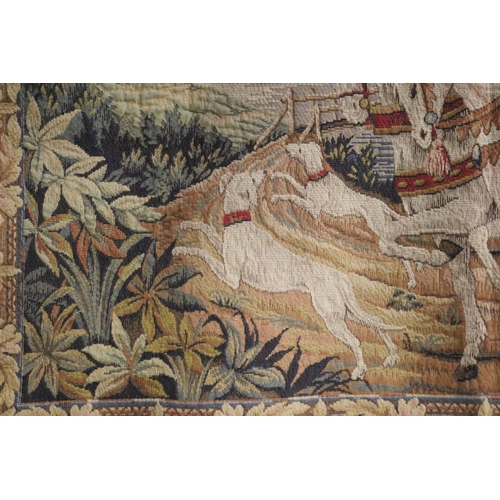 1117 - Pair of The Royal Hunt Tapestries by Marc Waymel, label verso, each approx 92cm x 115cm (2)