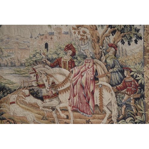 1117 - Pair of The Royal Hunt Tapestries by Marc Waymel, label verso, each approx 92cm x 115cm (2)
