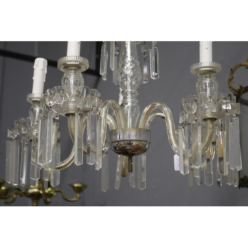 1122 - Vintage cut crystal drop four light chandelier, untested / unknown working condition, approx 57cm H ... 
